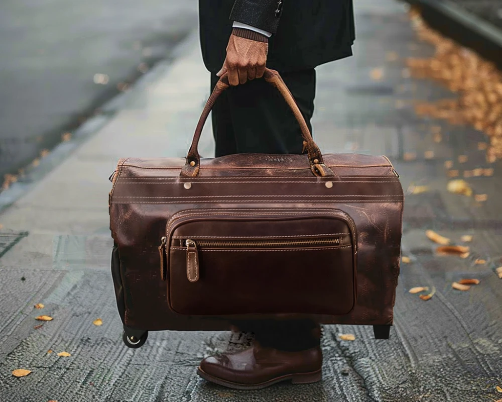 leather carry on duffel